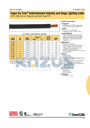 01103 datasheet - Super Vu-Tron^ Entertainment Industry and Stage Lighting Cable