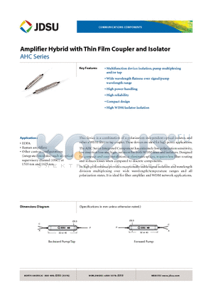 AHC-L0A datasheet - Amplifier Hybrid with Thin Film Coupler and Isolator