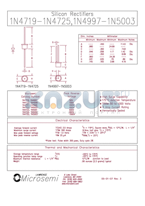 1N4720 datasheet - Silicon Rectifiers