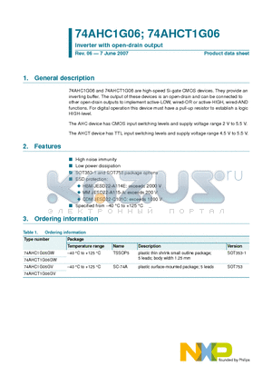 74AHC1G06GW datasheet - Inverter with open-drain output