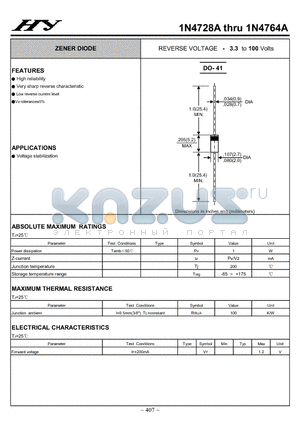 1N4728A datasheet - ZENER DIODE