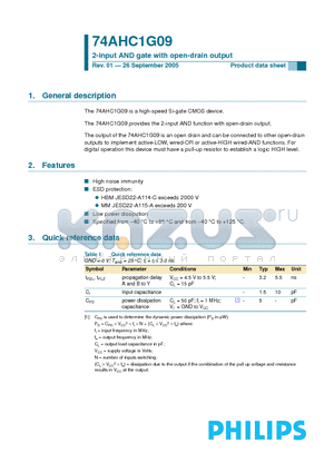 74AHC1G09 datasheet - 2-input AND gate with open-drain output