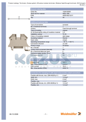 1036180000 datasheet - Modular feed-through terminals