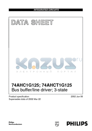 74AHC1G125 datasheet - Bus buffer/line driver; 3-state