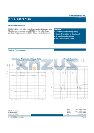 2838-40 datasheet - 140 MHz group delay equalized bandpass filter