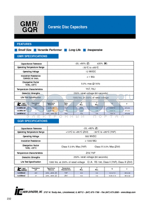 103GQR500Z datasheet - Ceramic Disc Capacitors