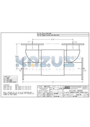 284-2616-Z-F1-F2-F3-F4 datasheet - OUTLINE, WR284 Z-STYLE COMBINER-DIVIDER (HYBRID-COUP.)