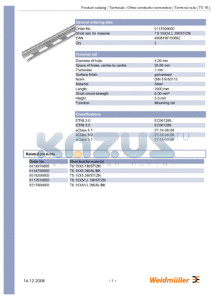 0117510000 datasheet - Terminal rail