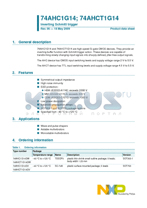 74AHC1G14 datasheet - Inverting Schmitt trigger