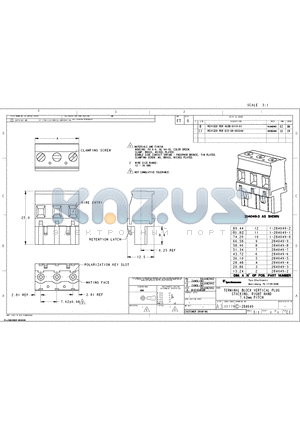 284049-3 datasheet - TERMINAL BLOCK VERTICAL PLUG STACKING, RIGHT HAND 7.62mm PITCH