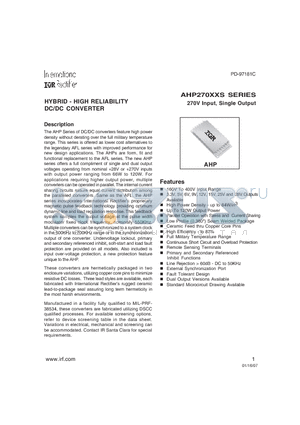 AHP27003R3S datasheet - HYBRID - HIGH RELIABILITY DC/DC CONVERTER