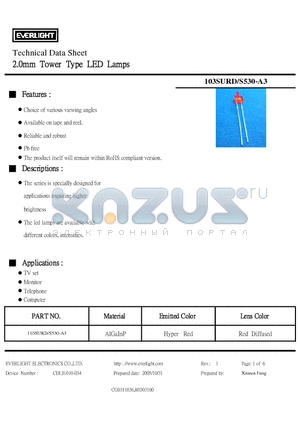 103SURD-S530-A3 datasheet - 2.0mm Tower Type LED Lamps