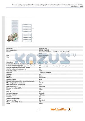 0133161114 datasheet - Connector markers, L x W: 5 x 5 mm, Polyamide, white