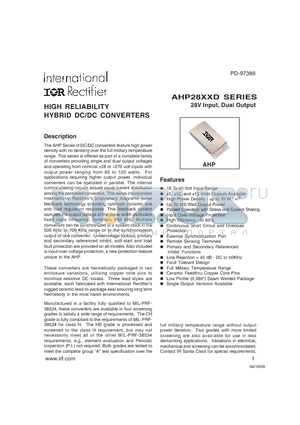 AHP28XXD datasheet - HIGH RELIABILITY HYBRID DC/DC CONVERTERS