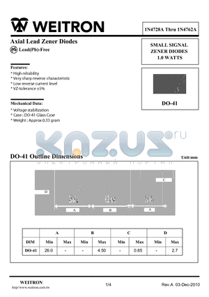 1N4737A datasheet - Axial Lead Zener Diodes