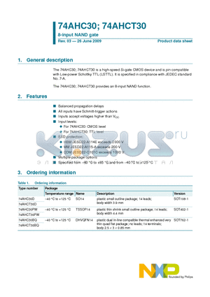 74AHC30PW datasheet - 8-input NAND gate