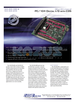 104-DIO-24S datasheet - 48 lines of digital I/O with change of state detection