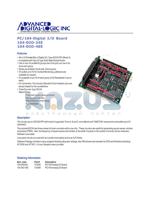 104-DIO24E datasheet - PC/104-Analog I/O Board