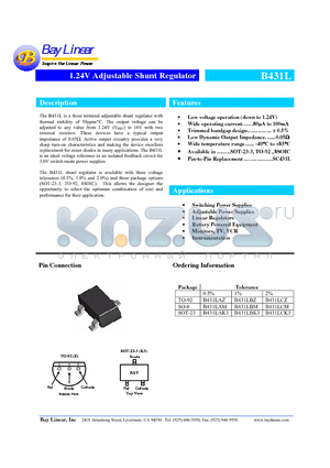 B431LBZ datasheet - 1.24V Adjustable Shunt Regulator