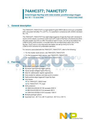 74AHC377PW datasheet - Octal D-type flip-flop with data enable; positive-edge trigger