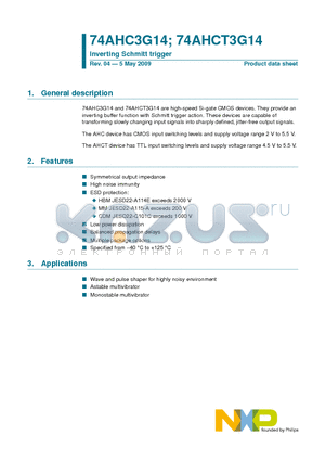 74AHC3G14 datasheet - Inverting Schmitt trigger