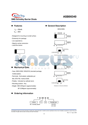 ASB00340BF-1005 datasheet - SMD Schottky Barrier Diode