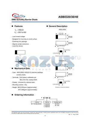 ASB0340BD datasheet - SMD Schottky Barrier Diode