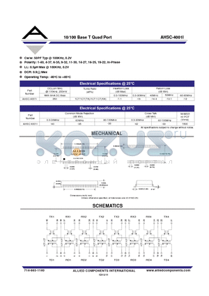 AHSC-4001I datasheet - 10/100 Base T Quad Port