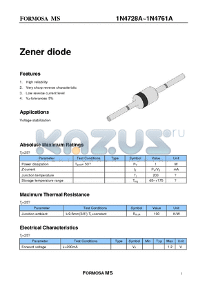 1N4741A datasheet - Zener diode