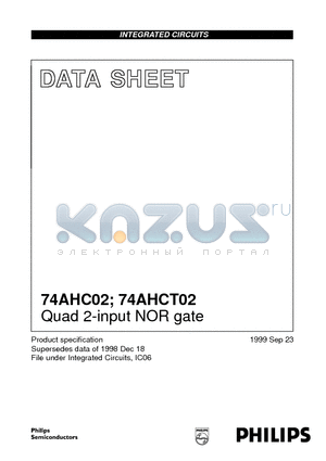 74AHCT02D datasheet - Quad 2-input NOR gate