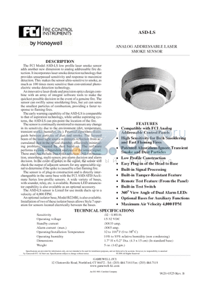 ASD-LS datasheet - Low Profile Analog Laser Sensor