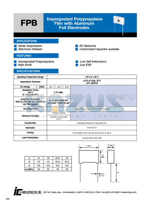 104FPB630K datasheet - Impregnated Polypropylene Film with Aluminum Foil Electrodes