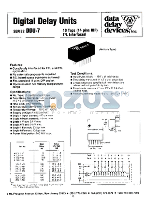 DDU-7-10 datasheet - 10 TAPS (14 PINS DIP) T2L INTERFACED