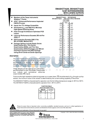 74AHCT16244DLRG4 datasheet - 16-BIT BUFFERS/DRIVERS WITH 3-STATE OUTPUTS