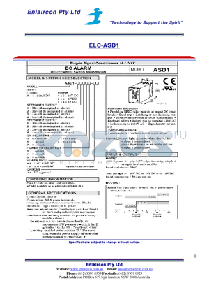 ASD1-61302-K3/UL datasheet - PLUG IN SIGNAL CONDITIONERS M - UNIT DC ALARM