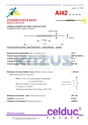 AI421530 datasheet - REED SWITCH NORMALY OPEN, DRY CONTACT