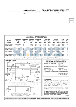 CGN-30-6G datasheet - DUAL DIRECTIONAL COUPLERS