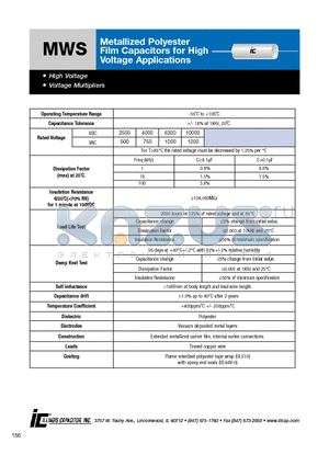 104MWS402KN datasheet - Metallized Polyester Film Capacitors for High Voltage Applications