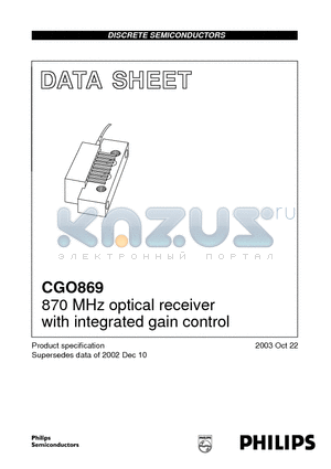 CGO869 datasheet - 870 MHz optical receiver with integrated gain control