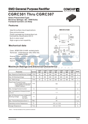 CGRC303 datasheet - SMD Genenal Purpose Rectifier