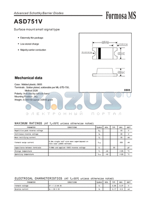 ASD751V datasheet - Advanced Schottky Barrier Diodes