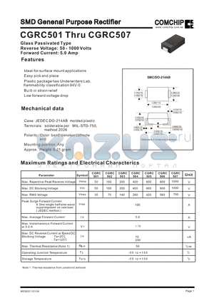 CGRC503 datasheet - SMD Genenal Purpose Rectifier