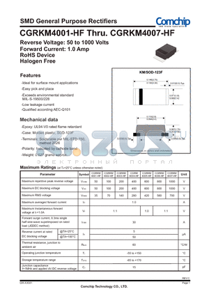 CGRKM4002-HF datasheet - SMD General Purpose Rectifiers