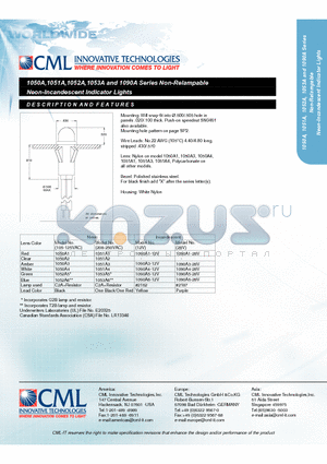 1050A datasheet - Neon-Incandescent Indicator Lights