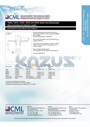 1050C3 datasheet - Neon-Incandescent Indicator Lights