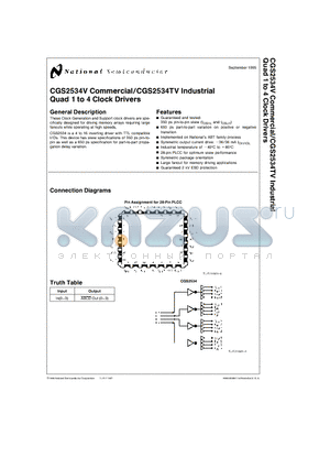 CGS2534TV datasheet - Quad 1 to 4 Clock Drivers