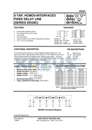 DDU8C-5050 datasheet - 5-TAP, HCMOS-INTERFACED FIXED DELAY LINE