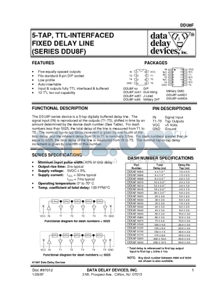 DDU8F-5200 datasheet - 5-TAP, TTL-INTERFACED FIXED DELAY LINE
