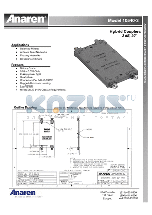 10540-3 datasheet - Hybrid Couplers