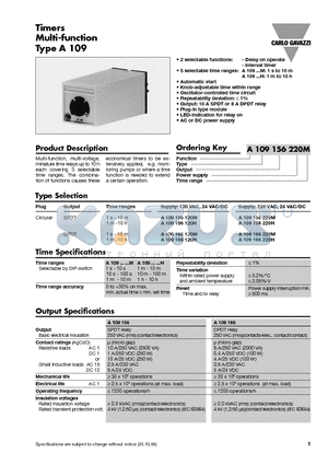 A109166120M datasheet - Timers Multi-function